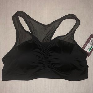 Black silk comfy Razorback bra from true&co